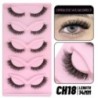 GROINNEYA 5 pár Cat Eye Lashes Faux Mink Eyelashes Clear Band Lashes Natural Look Wispy Mink Eyelashes Full Strip Lashes