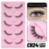 GROINNEYA 5 pár Cat Eye Lashes Faux Mink Eyelashes Clear Band Lashes Natural Look Wispy Mink Eyelashes Full Strip Lashes