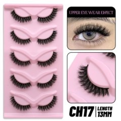 GROINNEYA 5 pár Cat Eye Lashes Faux Mink Eyelashes Clear Band Lashes Natural Look Wispy Mink Eyelashes Full Strip Lashes