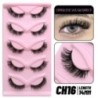 GROINNEYA 5 pár Cat Eye Lashes Faux Mink Eyelashes Clear Band Lashes Natural Look Wispy Mink Eyelashes Full Strip Lashes