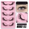 GROINNEYA 5 pár Cat Eye Lashes Faux Mink Eyelashes Clear Band Lashes Natural Look Wispy Mink Eyelashes Full Strip Lashes