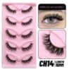 GROINNEYA 5 pár Cat Eye Lashes Faux Mink Eyelashes Clear Band Lashes Natural Look Wispy Mink Eyelashes Full Strip Lashes