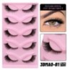 GROINNEYA 5 pár Cat Eye Lashes Faux Mink Eyelashes Clear Band Lashes Natural Look Wispy Mink Eyelashes Full Strip Lashes