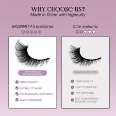 GROINNEYA Cat Eye Lashes Faux Mink szempillák Szárnyas végű Szem Megnyújtott Szempilla Műszempillák Puha Természetes, hosszú, te