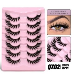 GROINNEYA Cat Eye Lashes Faux Mink szempillák Szárnyas végű Szem Megnyújtott Szempilla Műszempillák Puha Természetes, hosszú, te