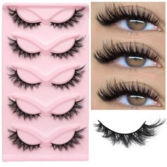 GROINNEYA Macskaszem szempillák 3D természetes műszempillák bolyhos puha kereszt 5 pár Manga Lashes Wispy természetes szempilla 