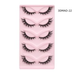 GROINNEYA Macskaszem szempillák 3D természetes műszempillák bolyhos puha kereszt 5 pár Manga Lashes Wispy természetes szempilla 