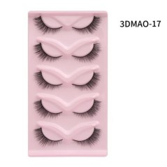 GROINNEYA Macskaszem szempillák 3D természetes műszempillák bolyhos puha kereszt 5 pár Manga Lashes Wispy természetes szempilla 