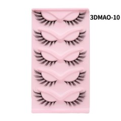 GROINNEYA Macskaszem szempillák 3D természetes műszempillák bolyhos puha kereszt 5 pár Manga Lashes Wispy természetes szempilla 