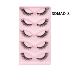 GROINNEYA Macskaszem szempillák 3D természetes műszempillák bolyhos puha kereszt 5 pár Manga Lashes Wispy természetes szempilla 