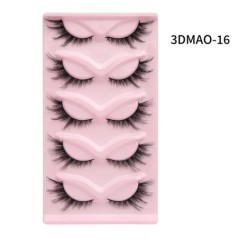 GROINNEYA Macskaszem szempillák 3D természetes műszempillák bolyhos puha kereszt 5 pár Manga Lashes Wispy természetes szempilla 