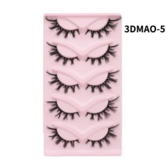 GROINNEYA Macskaszem szempillák 3D természetes műszempillák bolyhos puha kereszt 5 pár Manga Lashes Wispy természetes szempilla 