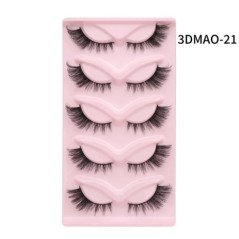 GROINNEYA Macskaszem szempillák 3D természetes műszempillák bolyhos puha kereszt 5 pár Manga Lashes Wispy természetes szempilla 