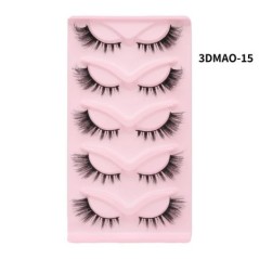 GROINNEYA Macskaszem szempillák 3D természetes műszempillák bolyhos puha kereszt 5 pár Manga Lashes Wispy természetes szempilla 