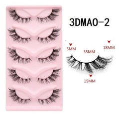 GROINNEYA Macskaszem szempillák 3D természetes műszempillák bolyhos puha kereszt 5 pár Manga Lashes Wispy természetes szempilla 