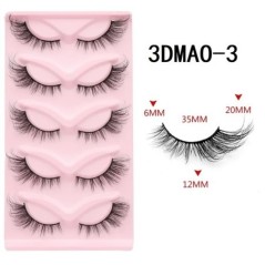 GROINNEYA Macskaszem szempillák 3D természetes műszempillák bolyhos puha kereszt 5 pár Manga Lashes Wispy természetes szempilla 