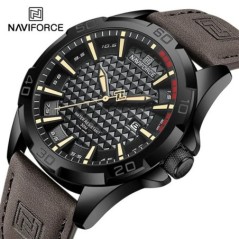 NAVIFORCE férfi alkalmi sport katonai kvarc naptár karóra férfi bőr vízálló óra Relogio Masculino NF8023