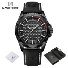 NAVIFORCE férfi alkalmi sport katonai kvarc naptár karóra férfi bőr vízálló óra Relogio Masculino NF8023