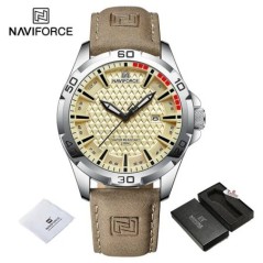 NAVIFORCE férfi alkalmi sport katonai kvarc naptár karóra férfi bőr vízálló óra Relogio Masculino NF8023