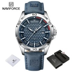 NAVIFORCE férfi alkalmi sport katonai kvarc naptár karóra férfi bőr vízálló óra Relogio Masculino NF8023