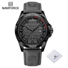 NAVIFORCE férfi alkalmi sport katonai kvarc naptár karóra férfi bőr vízálló óra Relogio Masculino NF8023