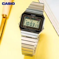 Casio Retro digitális férfi karóra üzleti kis ezüst arany óra sorozat kis négyzet alakú óra többfunkciós dátum stopper