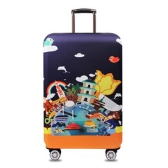 Travel Around The Word Suitcase Protective Covers Thick Elastic Luggage Cover Protector For 18"-32" Baggage Travel Bag Case 262