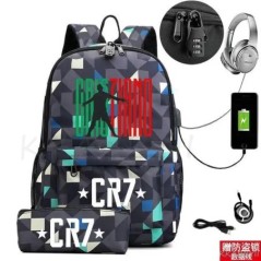 CR7 hátizsák USB 17 hüvelykes iskolatáska fiúknak lányoknak gyerekeknek hátizsákoknak tizenéveseknek USB laptop Mochilas