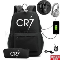 CR7 hátizsák USB 17 hüvelykes iskolatáska fiúknak lányoknak gyerekeknek hátizsákoknak tizenéveseknek USB laptop Mochilas