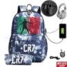 CR7 hátizsák USB 17 hüvelykes iskolatáska fiúknak lányoknak gyerekeknek hátizsákoknak tizenéveseknek USB laptop Mochilas