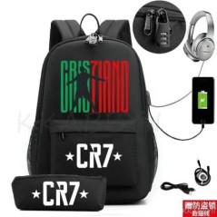 CR7 hátizsák USB 17 hüvelykes iskolatáska fiúknak lányoknak gyerekeknek hátizsákoknak tizenéveseknek USB laptop Mochilas