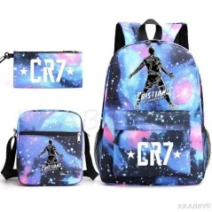 CR7 3db hátizsák fiúknak lányok hátizsák hideg kapacitású vízálló iskolatáskák diákoknak laptop Mochilas