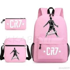 CR7 3db hátizsák fiúknak lányok hátizsák hideg kapacitású vízálló iskolatáskák diákoknak laptop Mochilas