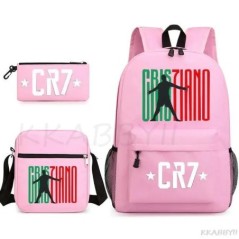 CR7 3db hátizsák fiúknak lányok hátizsák hideg kapacitású vízálló iskolatáskák diákoknak laptop Mochilas