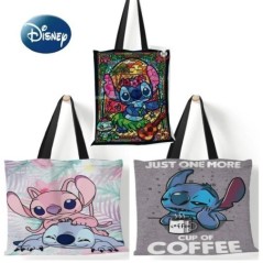 Disney Stitch nagy kapacitású bevásárlótáskák hordtáskák Anime Lilo és Stitch női vászon kézitáskák lányoknak ajándékok 35x40 cm