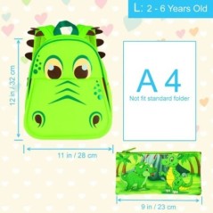 3PCS Toddler Backpack for Boys, 12'' Dinosaur Bookbag and Lunch Box Kindergarten Preschool Bag