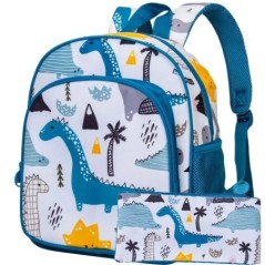 3PCS Toddler Backpack for Boys, 12'' Dinosaur Bookbag and Lunch Box Kindergarten Preschool Bag