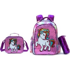 Backpack for Girls 16"  School Sequin Backpack with Lunch Box for Elementary Students