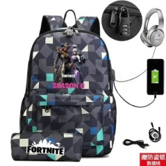 17 hüvelykes USB töltés FORTNITE Print hátizsák gyerekeknek iskolatáskák fiúk FORTNITE tinédzser hátizsák gyerekeknek rajzfilm h