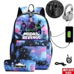 17 hüvelykes USB töltés FORTNITE Print hátizsák gyerekeknek iskolatáskák fiúk FORTNITE tinédzser hátizsák gyerekeknek rajzfilm h