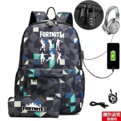 17 hüvelykes USB töltés FORTNITE Print hátizsák gyerekeknek iskolatáskák fiúk FORTNITE tinédzser hátizsák gyerekeknek rajzfilm h