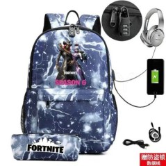 17 hüvelykes USB töltés FORTNITE Print hátizsák gyerekeknek iskolatáskák fiúk FORTNITE tinédzser hátizsák gyerekeknek rajzfilm h