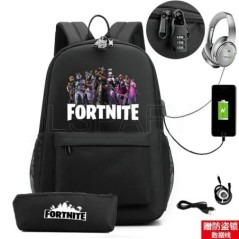 17 hüvelykes USB töltés FORTNITE Print hátizsák gyerekeknek iskolatáskák fiúk FORTNITE tinédzser hátizsák gyerekeknek rajzfilm h