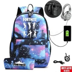 17 hüvelykes USB töltés FORTNITE Print hátizsák gyerekeknek iskolatáskák fiúk FORTNITE tinédzser hátizsák gyerekeknek rajzfilm h