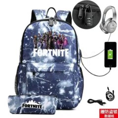 17 hüvelykes USB töltés FORTNITE Print hátizsák gyerekeknek iskolatáskák fiúk FORTNITE tinédzser hátizsák gyerekeknek rajzfilm h