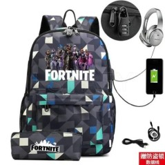 17 hüvelykes USB töltés FORTNITE Print hátizsák gyerekeknek iskolatáskák fiúk FORTNITE tinédzser hátizsák gyerekeknek rajzfilm h