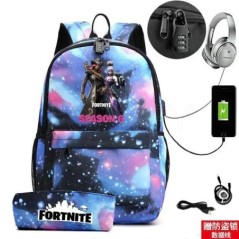 17 hüvelykes USB töltés FORTNITE Print hátizsák gyerekeknek iskolatáskák fiúk FORTNITE tinédzser hátizsák gyerekeknek rajzfilm h