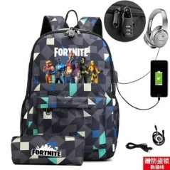 17 hüvelykes USB töltés FORTNITE Print hátizsák gyerekeknek iskolatáskák fiúk FORTNITE tinédzser hátizsák gyerekeknek rajzfilm h