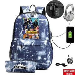 17 hüvelykes USB töltés FORTNITE Print hátizsák gyerekeknek iskolatáskák fiúk FORTNITE tinédzser hátizsák gyerekeknek rajzfilm h