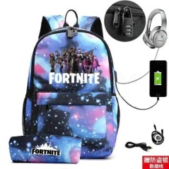 17 hüvelykes USB töltés FORTNITE Print hátizsák gyerekeknek iskolatáskák fiúk FORTNITE tinédzser hátizsák gyerekeknek rajzfilm h